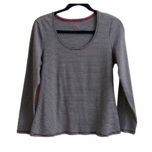 BODEN Striped Long Sleeve Round Scoop Neck Pullover Top